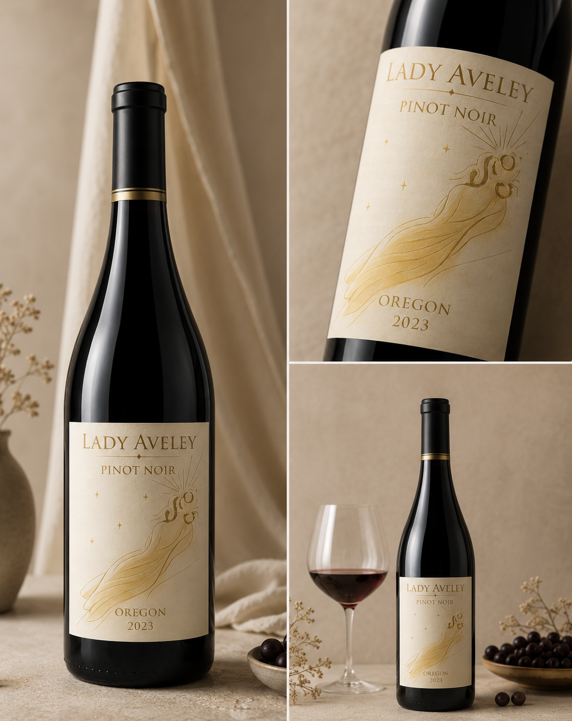 2023 Lady Aveley Pinot Noir bottle from Rogue Valley Oregon
